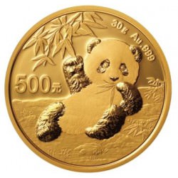 Gold CHINA PANDA 30 GR 2020 Yuan 500 in capsule