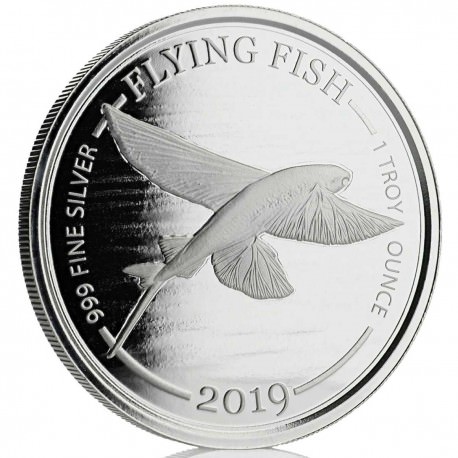 1 o silver FLYING FISH 2019 Barbados $1