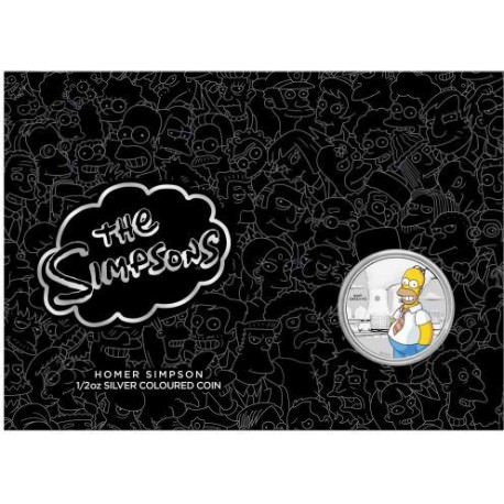 Homer Simpson 2020 1/2oz Silver Coloured Coin in Card