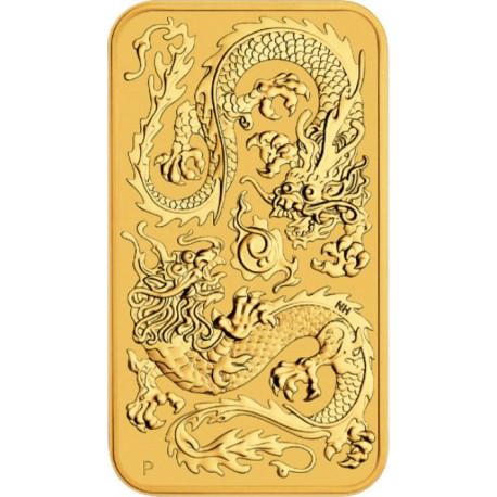 Perth Mint 1 oz RECTANGLE DRAGON $100 BAR 2020 GOLD
