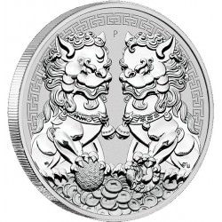 PM 1 oz silver GUARDIAN LIONS 2020 $1 DOUBLE PIXIU 