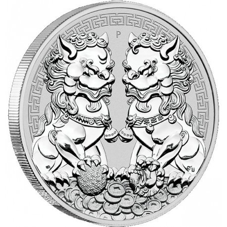 PM 1 oz silver GUARDIAN LIONS 2020 $1 DOUBLE PIXIU