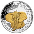 1 oz silver SOMALIA ELEPHANT 2021 Gilded Shillings 100