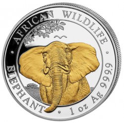 1 oz silver SOMALIA ELEPHANT 2021 Gilded Shillings 100