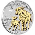 Australian Lunar Series III 2021 Year of the Ox 1oz Silver Gilded Coin