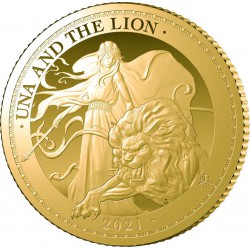 ST HELENA 1/4 oz GOLD UNA and the LION 2021 £2 PROOF