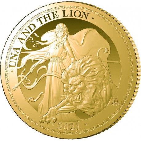 ST HELENA 1/4 oz GOLD UNA and the LION 2021 £2 PROOF