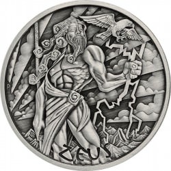 PM 5 oz silver GODS OF OLYMPUS 2021 ZEUS BU $1 MINTAGE 450 !