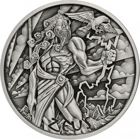PM 5 oz silver GODS OF OLYMPUS 2021 ZEUS BU $1 MINTAGE 450 !