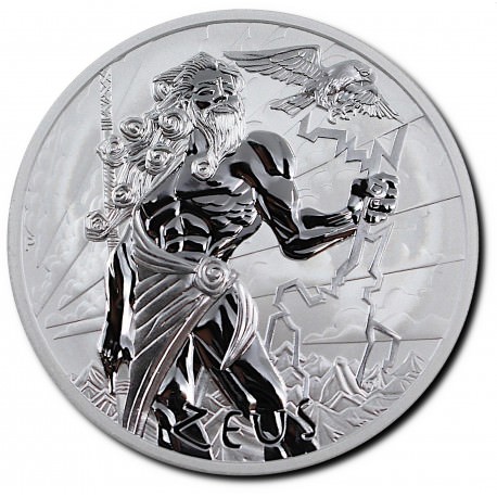 PM 5 oz silver GODS OF OLYMPUS 2021 ZEUS BU $1 MINTAGE 450 !