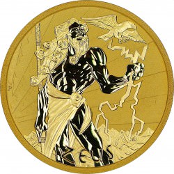 PM 1 oz GOLD GODS OF OLYMPUS 2021 ZEUS BU $100 MINTAGE 100