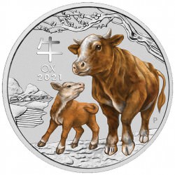 PM Lunar 3 OX 2 oz silver 2021 BU $2 Australia Coloured