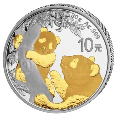 China 30 GR silver PANDA 2021 gilded Y10