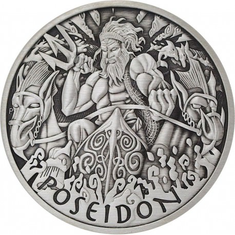 PM 5 oz silver GODS OF OLYMPUS 2021 ZEUS ANTIQUED $1 MINTAGE 50 !