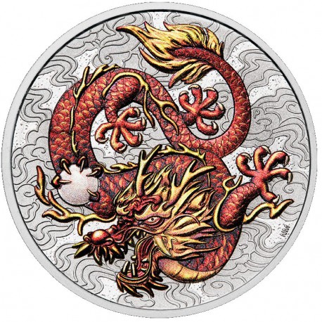 PM 1 oz silver SINGLE DRAGON 2021 $1 bu CHINESE MYTHS & LEGENDS