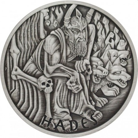 PM 1 oz silver GODS OF OLYMPUS 2021 POSEIDON ANTIQUED $1