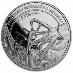 CONGO 1 oz silver Predators MEGATEUTHIS GIGANTEA 2021 BU 20fr.