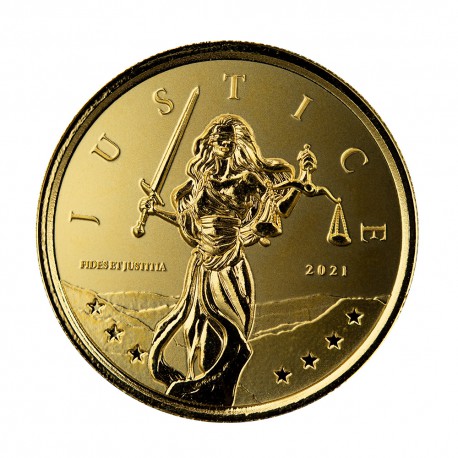 GIBRALTAR 1 oz GOLD LADY JUSTICE 2021 ANTIQUED £10
