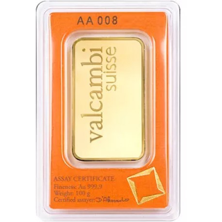 100 GRAM GOLD BAR - NEW + CERTIFICATE BLISTER & SERIAL NUMBER