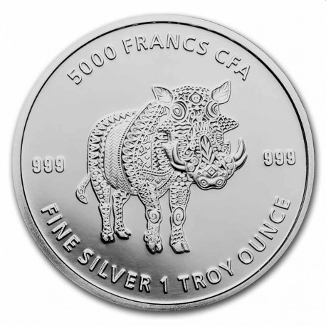 1 oz silver Mandala Warthog 2021 Chad 5000 CFA 