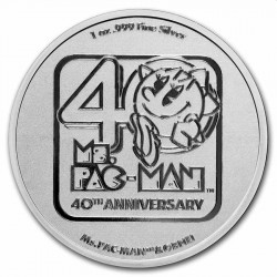 Niue 1 oz silver Miss PAC-MAN 2021 $2 40th Anniversary BU 