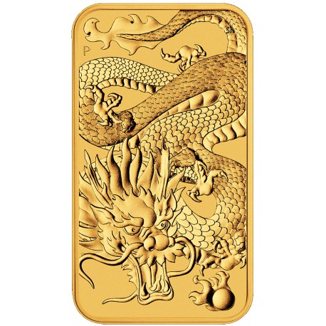 Perth Mint 1 oz RECTANGLE DRAGON $100 BAR 2021 GOLD