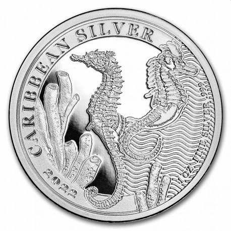 1 oz silver Caribbean Seahorse 2021 Barbados $1