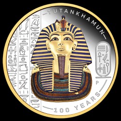 Perth Mint 2 oz silver TUTANKHAMUN Discovery 2022 GILDED & COLOURED Proof $2