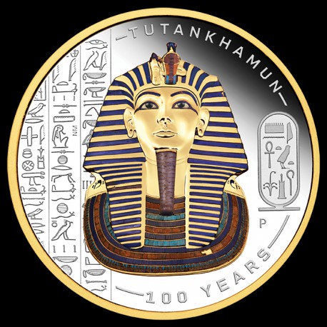 Perth Mint 2 oz silver TUTANKHAMUN Discovery 2022 GILDED & COLOURED Proof $2