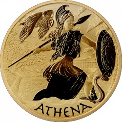 PM 1 oz GOLD GODS OF OLYMPUS 2022 ATHENA BU $100 MINTAGE 100