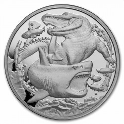 1 oz silver Shark vs Crocodile 2022 Apex Predators BU