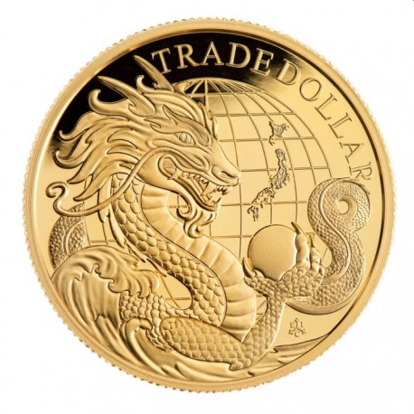 1 oz GOLD MODERN CHINESE TRADE DOLLAR St HELENA 2021 £5 Proof Box + Coa