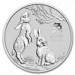 PM Lunar 3 RABBIT 2 oz silver 2023 BU $2 Australia