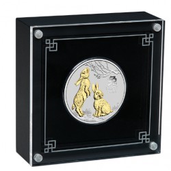 PM Lunar 3 RABBIT 1 oz silver 2023 BU $1 GILDED Australia