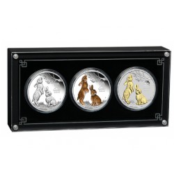 Australian Lunar Series III 2023 Year of the Rabbit Silver Proof Trio Set