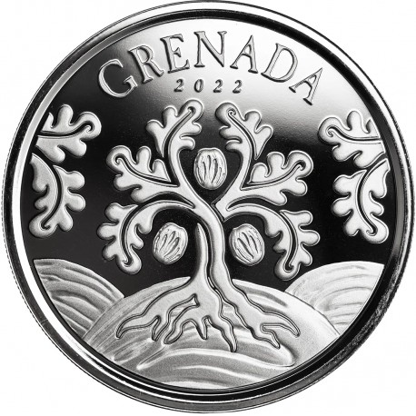 EC8 NUTMEG TREE 2022 GRENADA 1 oz silver $2 bu 