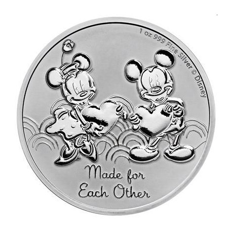 1 oz silver DISNEY MICKEY & MINNIE 2023 $2 BU Made for Each Other