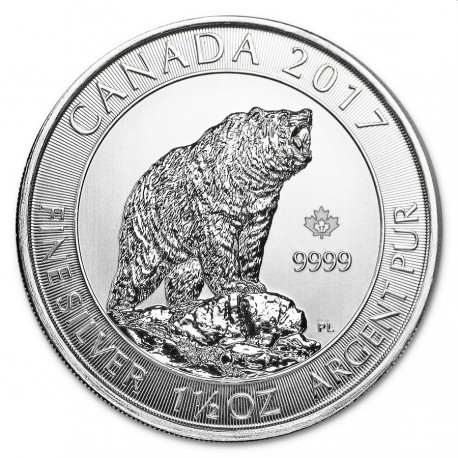 Canada 1 1/2 oz silver GRIZZLY 2017