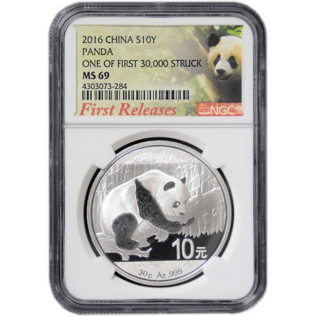 China 30 gram silver PANDA 2016 NGC MS69 FR