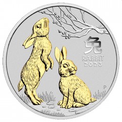 Australian Lunar Series III 2023 Year of the Rabbit 1oz Silver Gilded Coin IN CAPSULE