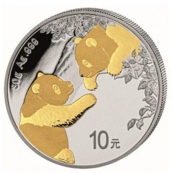 30 GR SILVER PANDA 2023 GILDED Yuan 10