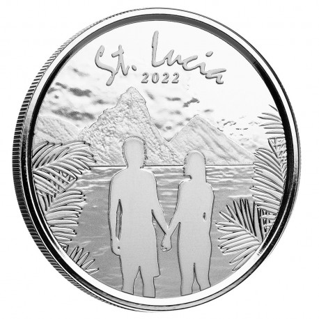 1 oz silver ST. LUCIA 2021 Eastern Caribbean 8 EC2 $2 