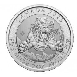 Canada 2 oz silver SMILODON SABRE-TOOTH CAT 2023 $10 BU