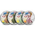 USA 4 x 1 oz silver U.S. Silver EAGLE 2022 $1 BU Colored 4 seasons coin set