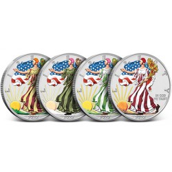 USA 4 x 1 oz silver U.S. Silver EAGLE 2022 $1 BU Colored 4 seasons coin set