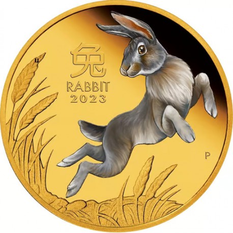 PM Australian Lunar Coin Series III 2023 Year of the RABBIT 1oz Gold Proof Coloured Coin