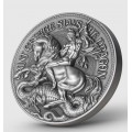 Chad 2 oz silver SAINT GEORGE SLAYS THE DRAGON 2021 PROOF box + COA 1000 CFA