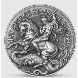 Chad 2 oz silver SAINT GEORGE SLAYS THE DRAGON 2021 PROOF box + COA 1000 CFA