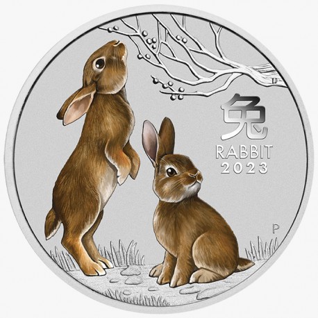 PM Lunar 3 RABBIT 2 oz silver 2023 BU $2 Australia
