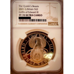 1 oz silver QUEEN'S BEAST 2021 THE GRIFFIN OF EDWARD III £2 PROOF NGC PF70 ULTRA CAMEO
